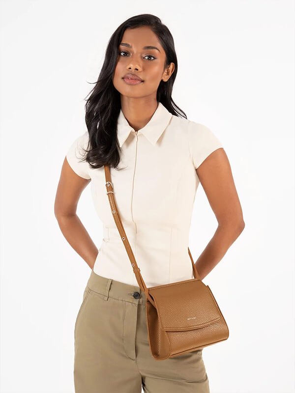 Quilted Crossbody Bag — Tan